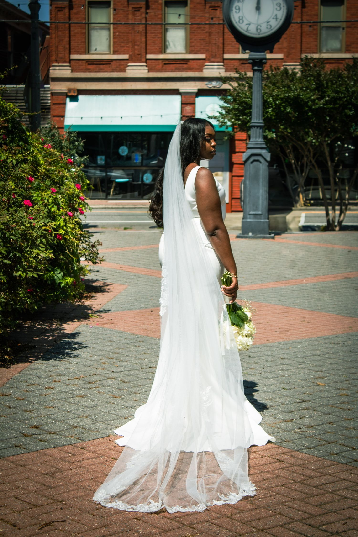 bride poses,