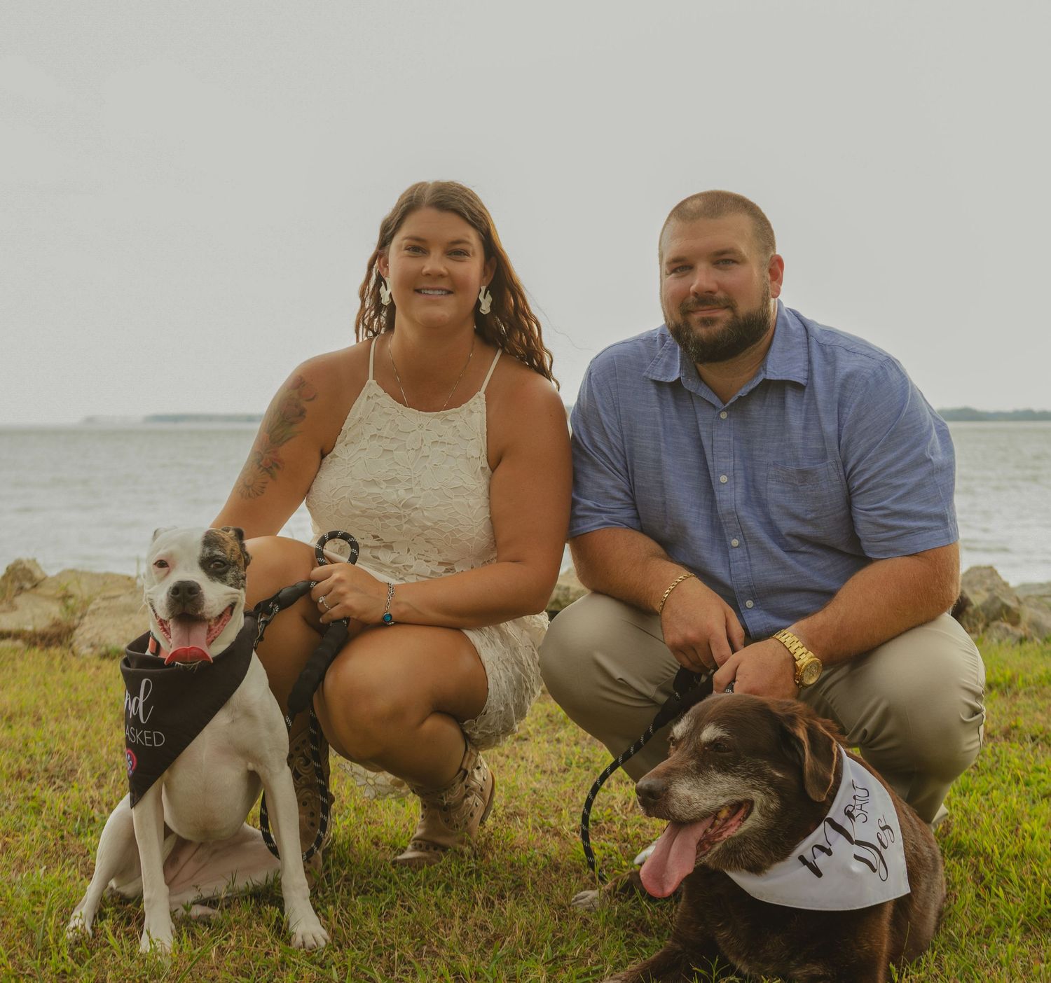 engagement, bride to be, poses, dogs, mom said yes