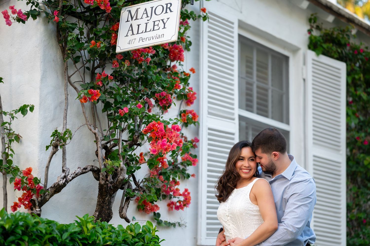 Palm Beach engagement session at Major Alley, 417 Peruvian Avenue in Palm Beach, Florida.