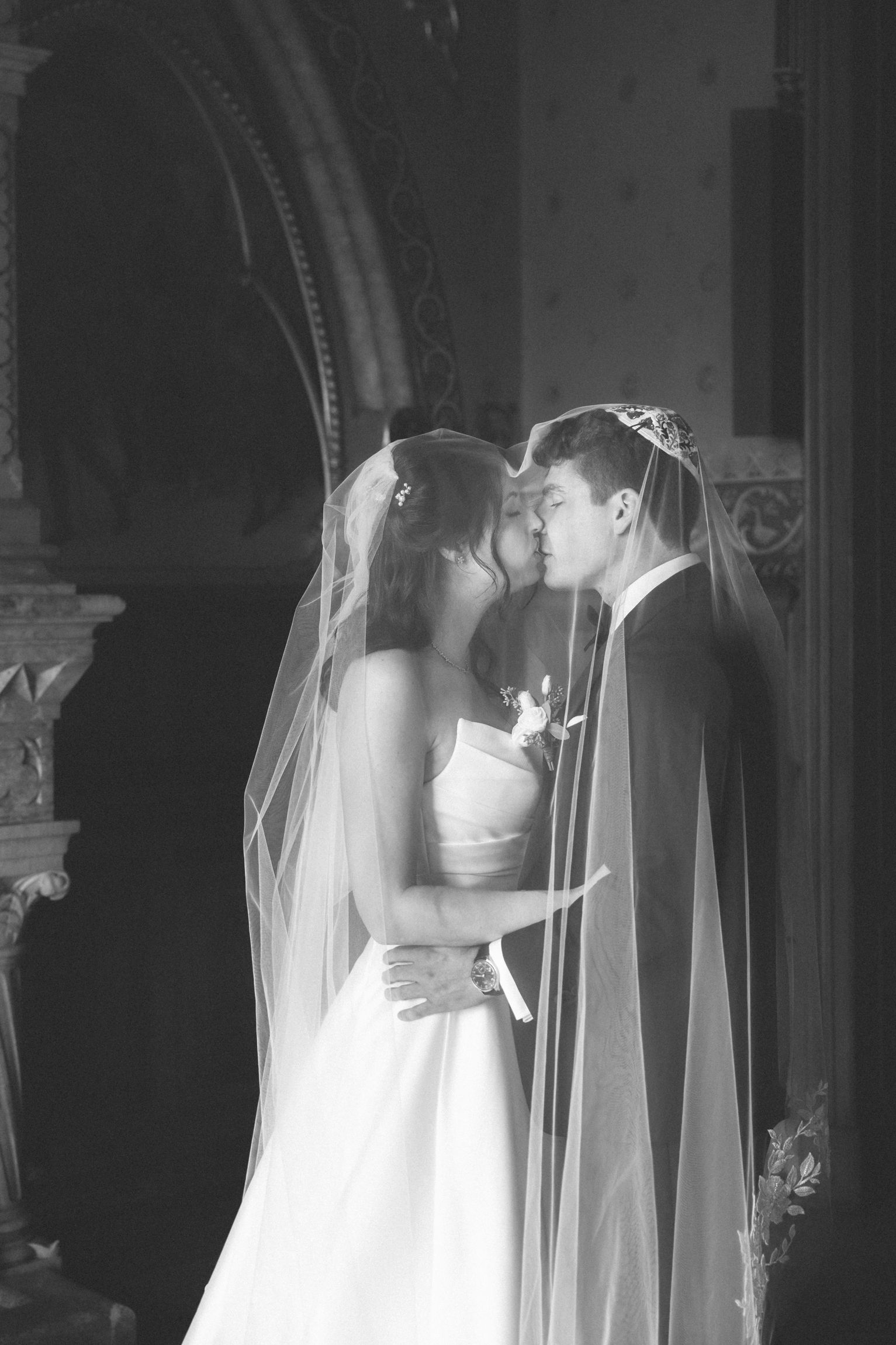 Natural connection between couple captured during wedding day portraits