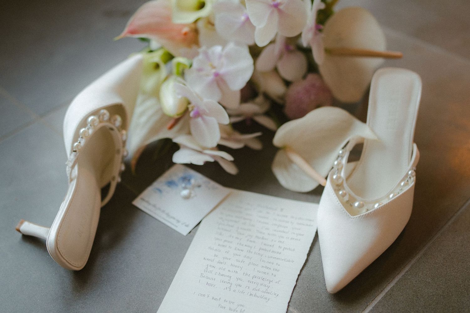 wedding shoes and flowers at 1 Hotel Hanalei Bay