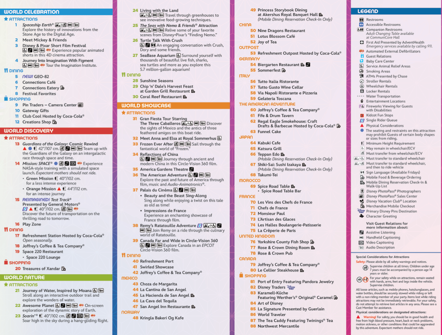 Split image showing a pink geometric sphere pattern and a colorful theme park map with attractions and pathways.