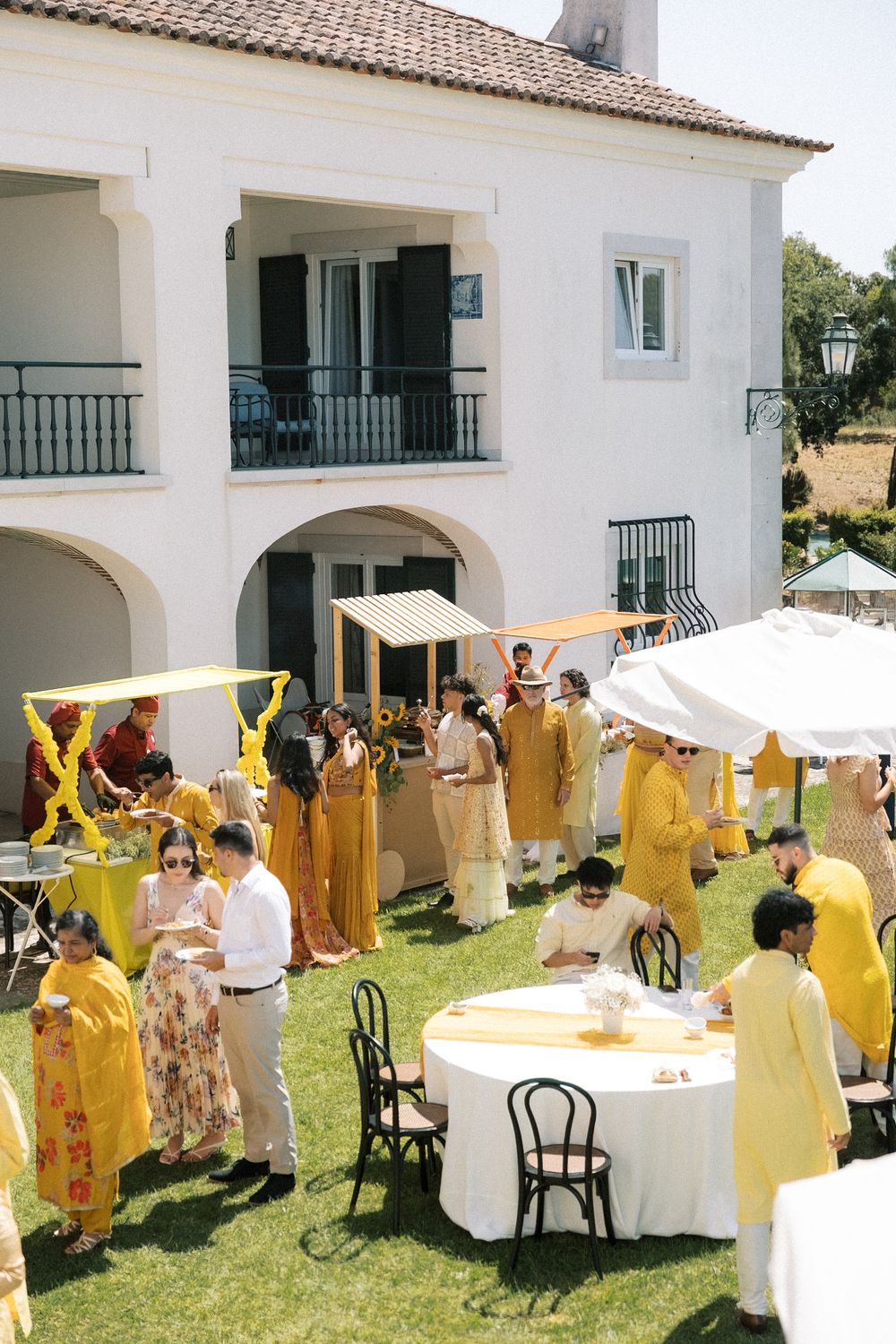 Haldi ceremony at Casa de Palmela destination Indian wedding Portugal