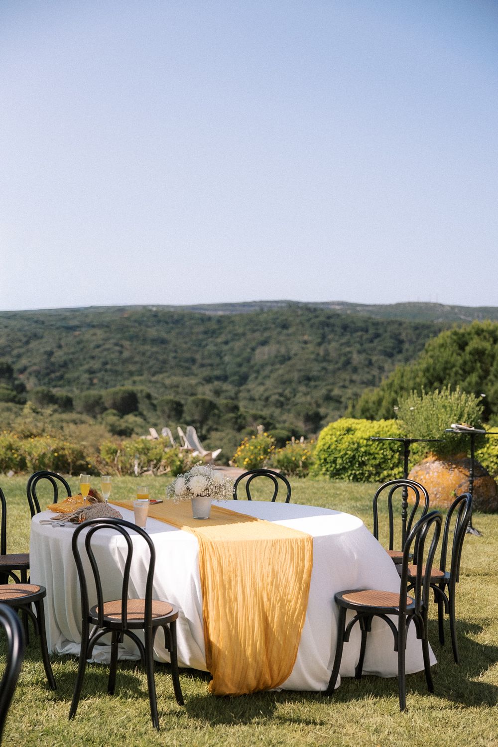 outdoor wedding setup at Casa de Palmela in Setúbal Portugal