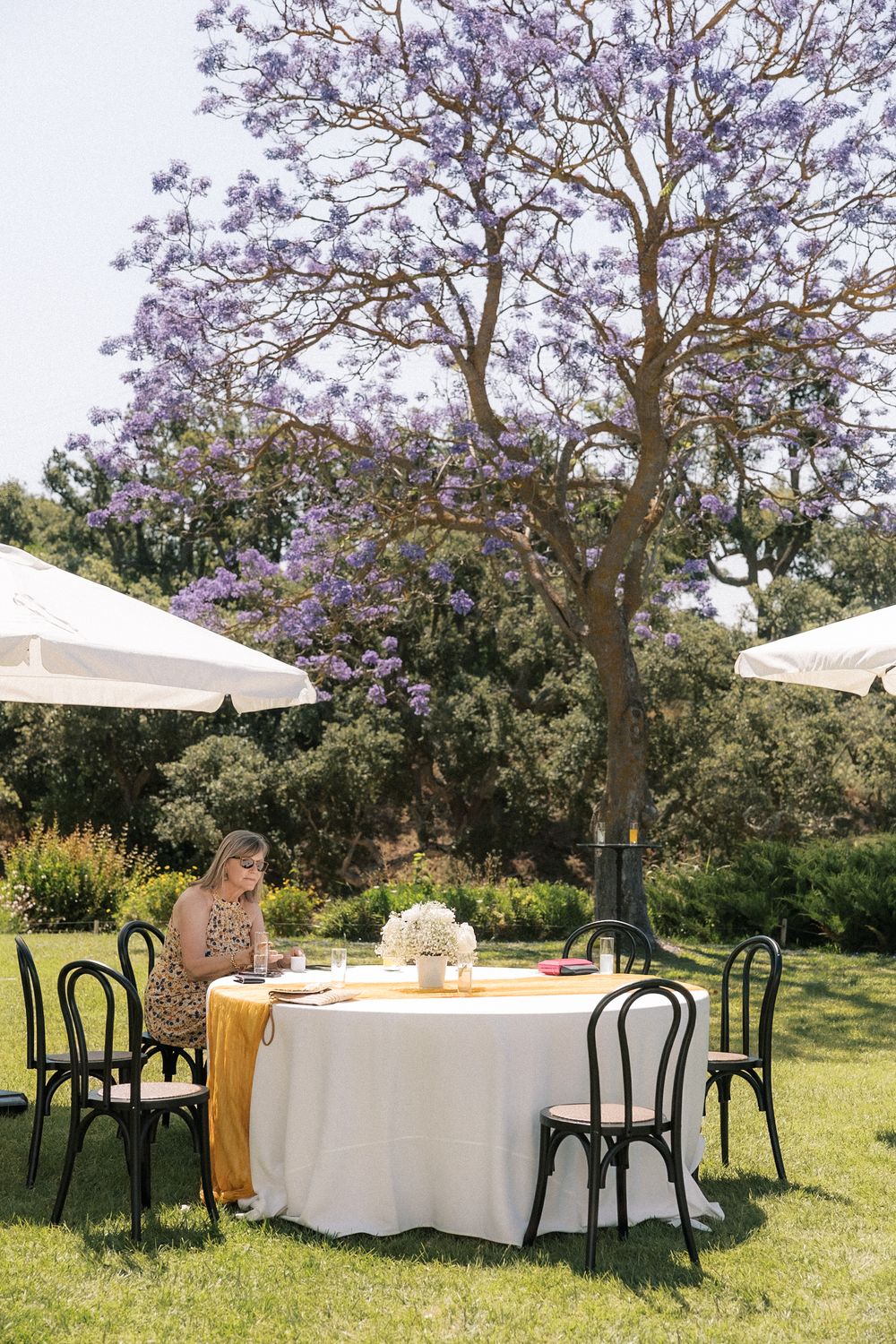 outdoor wedding setup at Casa de Palmela in Setúbal Portugal