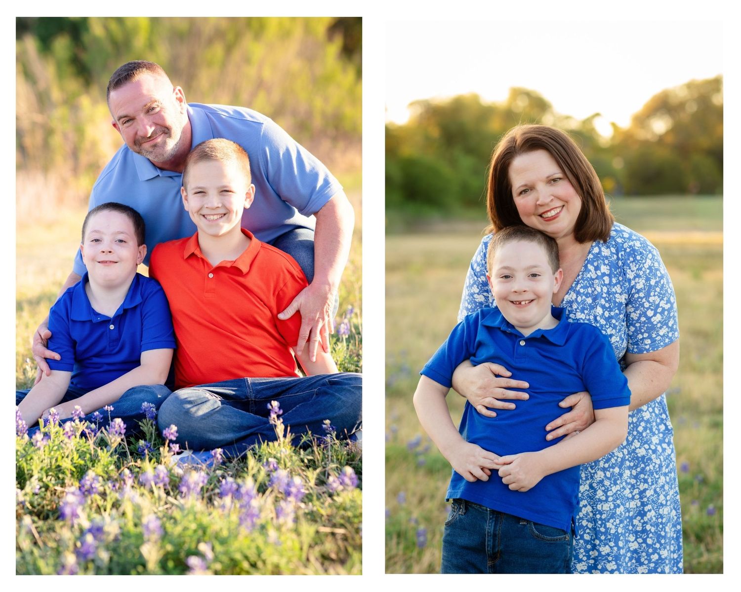 Spring Family Mini Session Bluebonnet Mini Session Brushy Creek Lake Park Cedar Park Tx Mom with two boys enjoys sunset in the bluebonnets