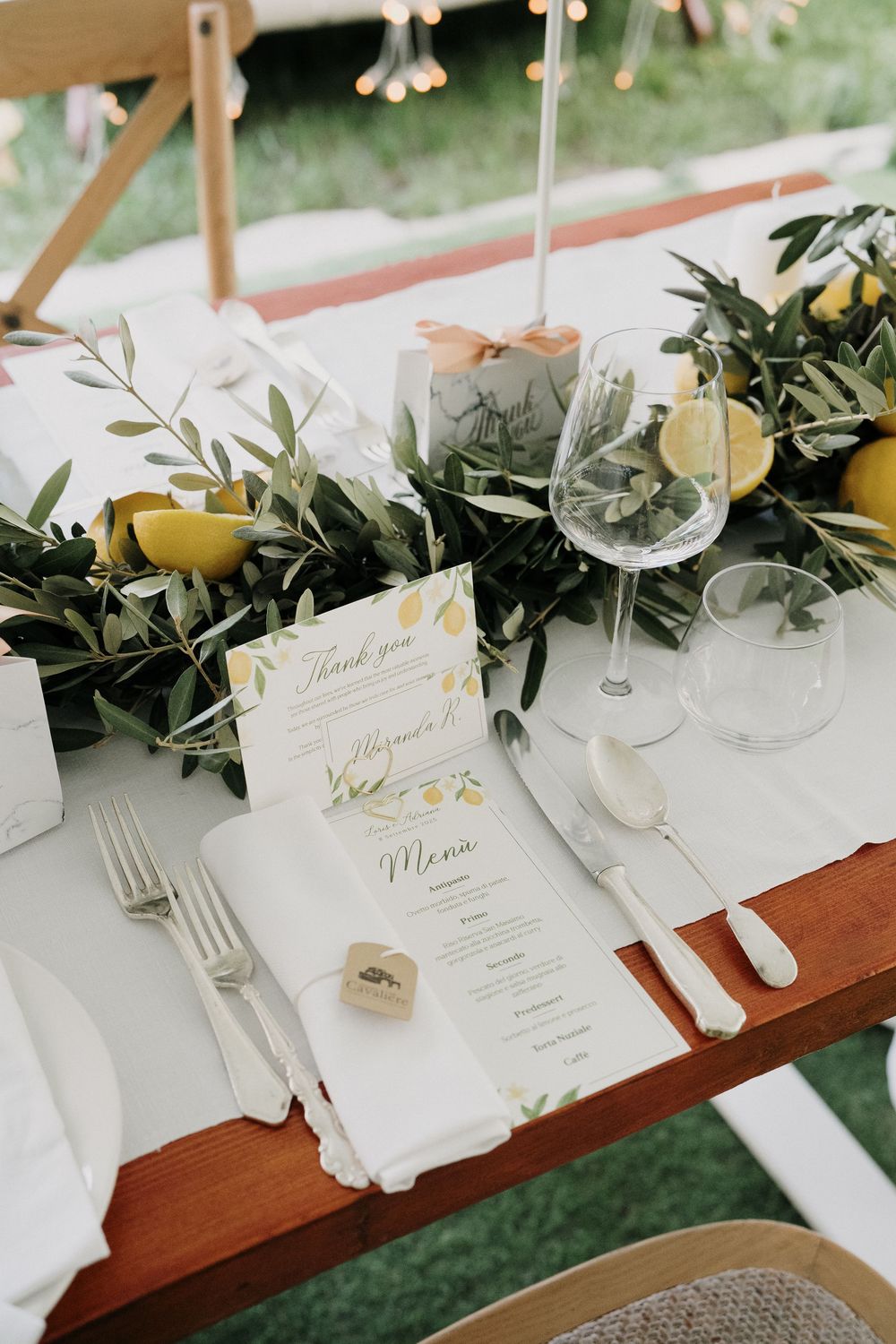 the table setup at the locanda del cavaliere