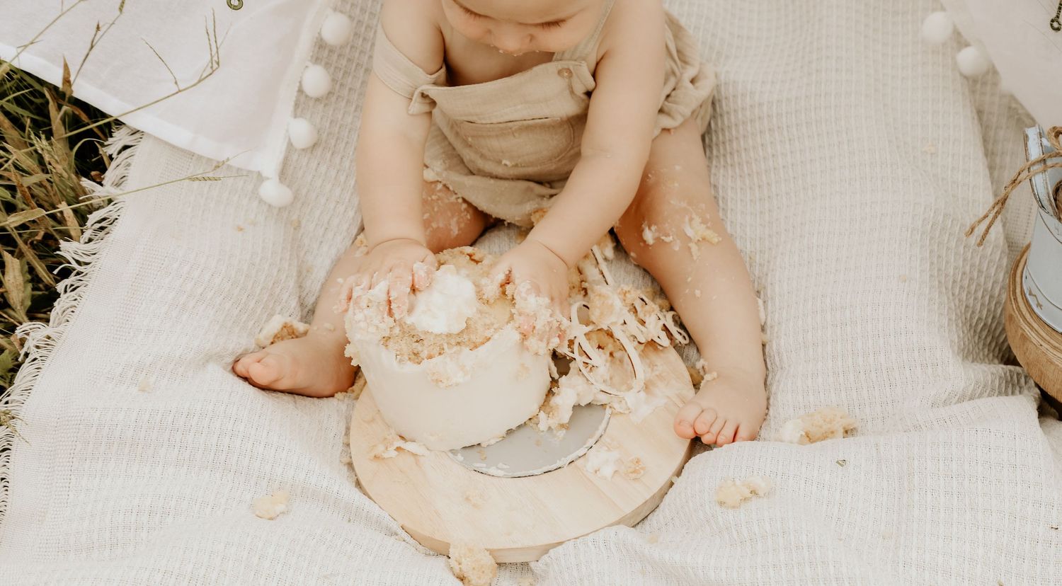 Smashing a birthday cake