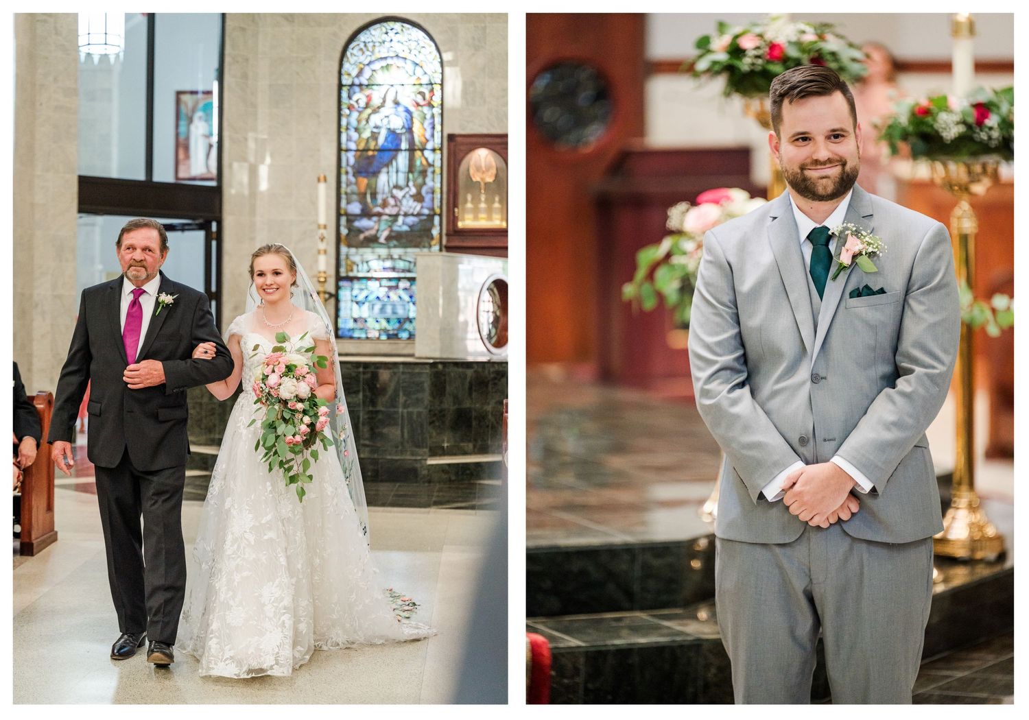Wedding at St. Monica Catholic Church in Edmond, Oklahoma.