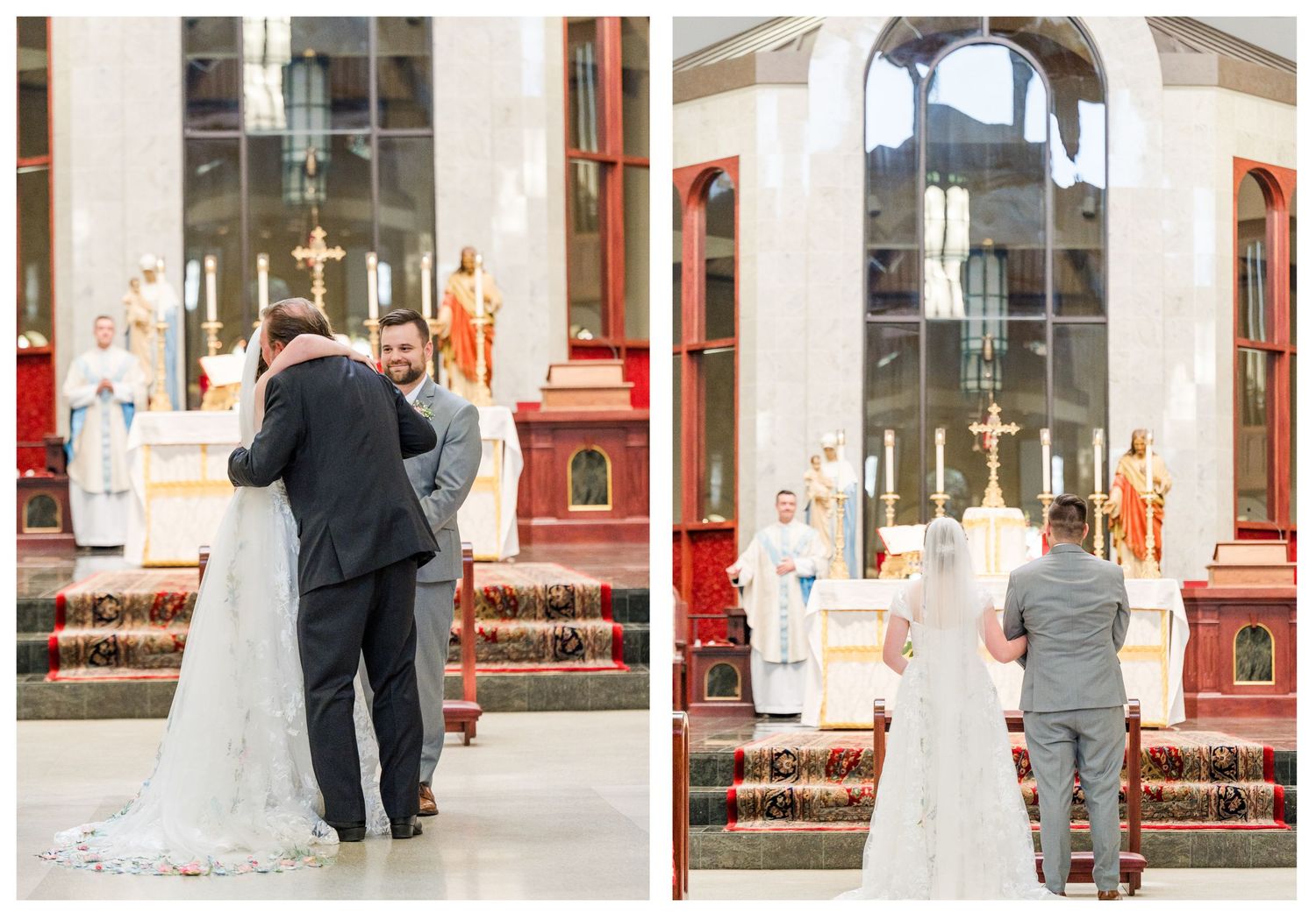 Wedding at St. Monica Catholic Church in Edmond, Oklahoma.