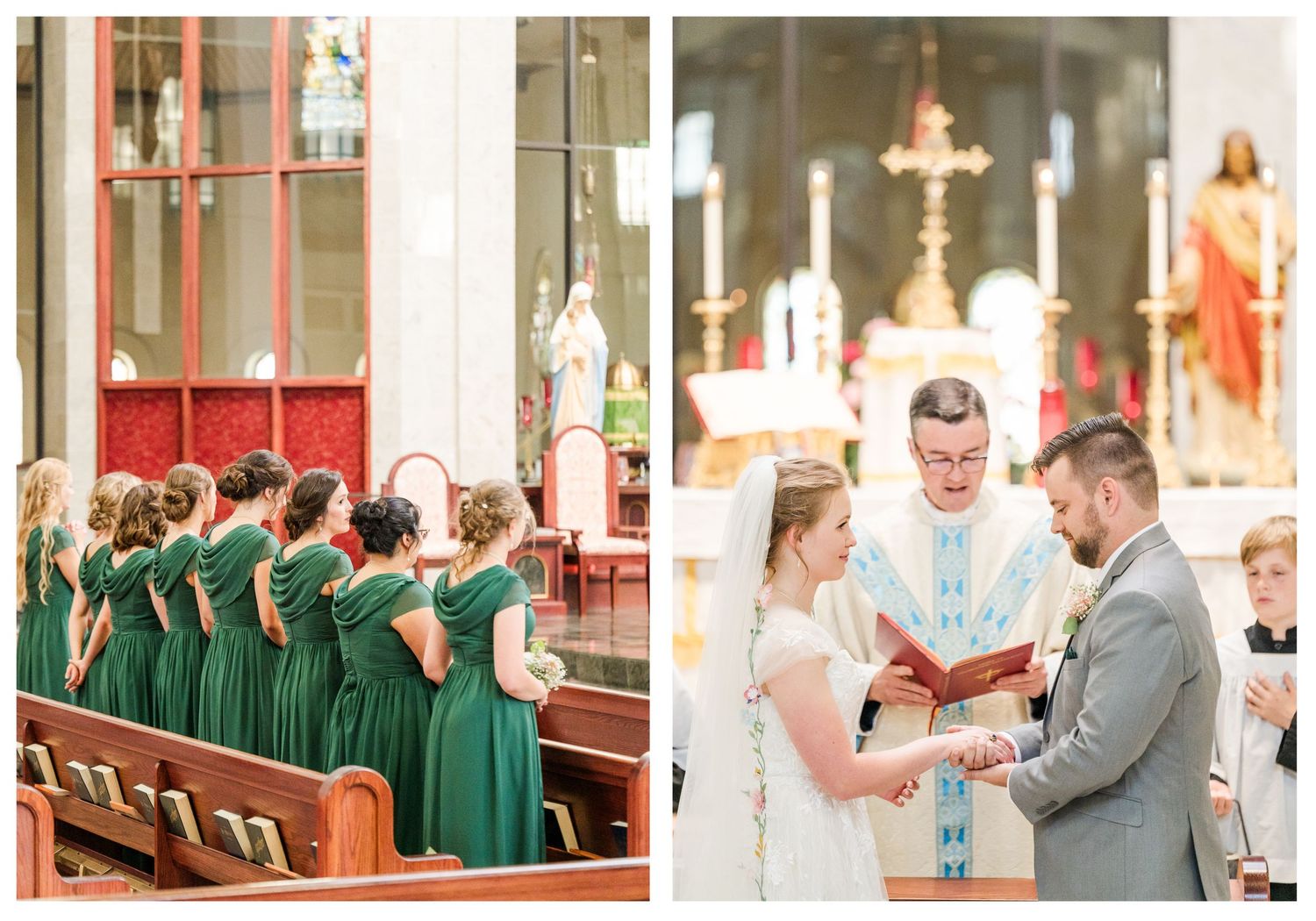 Wedding at St. Monica Catholic Church in Edmond, Oklahoma.