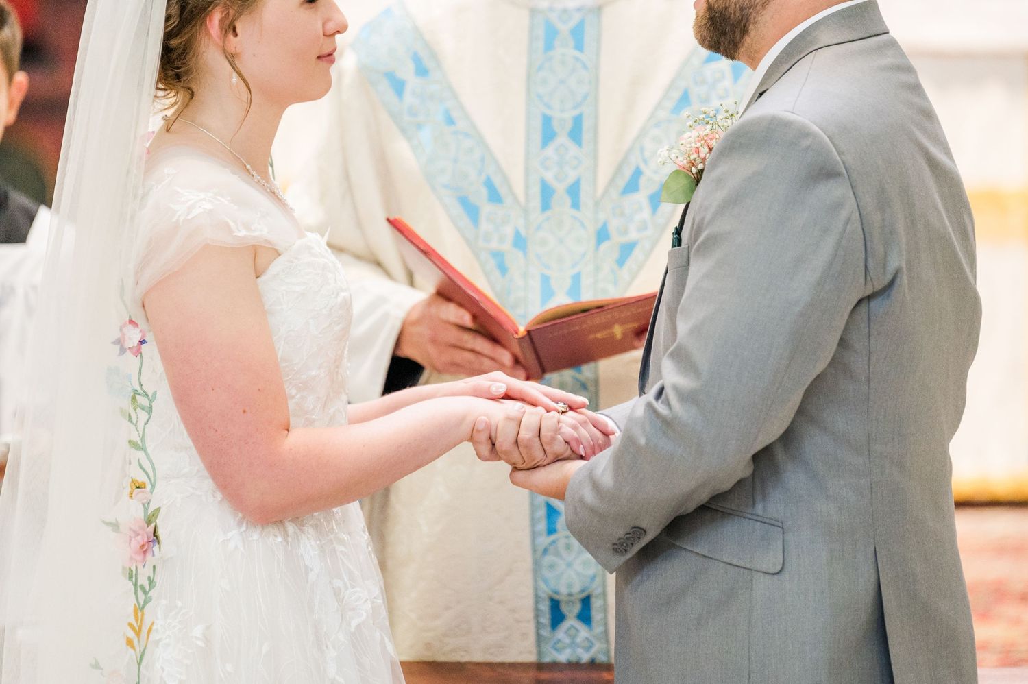 Wedding at St. Monica Catholic Church in Edmond, Oklahoma.