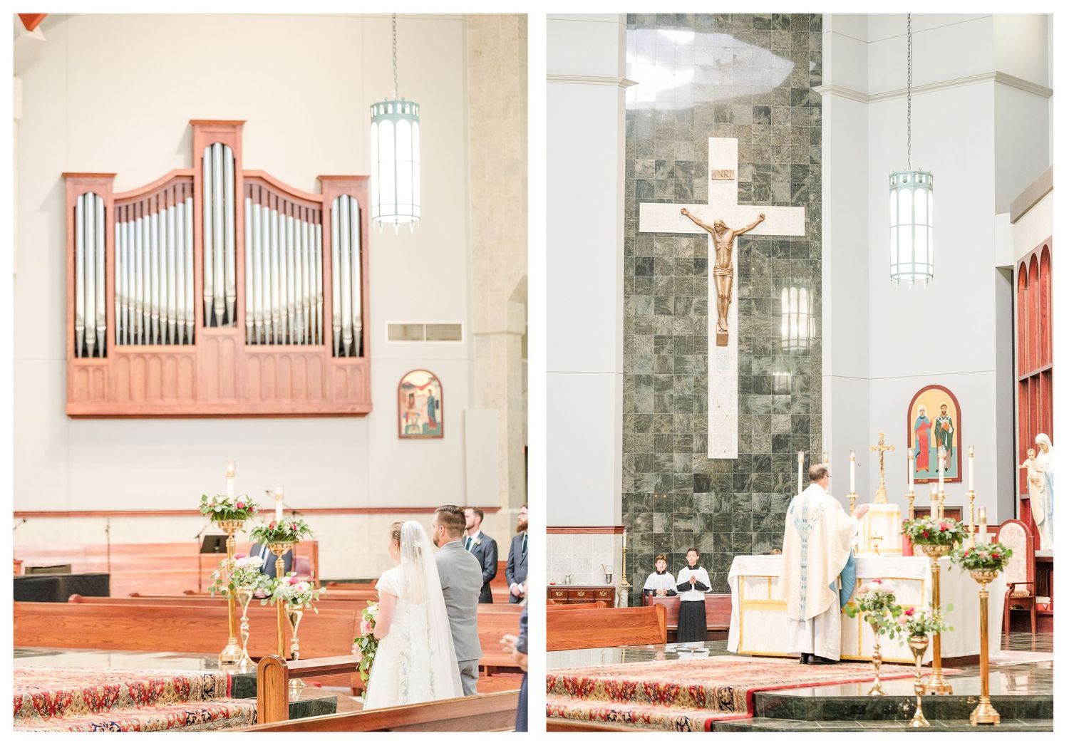 Wedding at St. Monica Catholic Church in Edmond, Oklahoma.