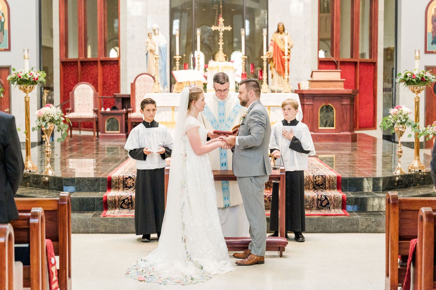 Wedding at St. Monica Catholic Church in Edmond, Oklahoma.