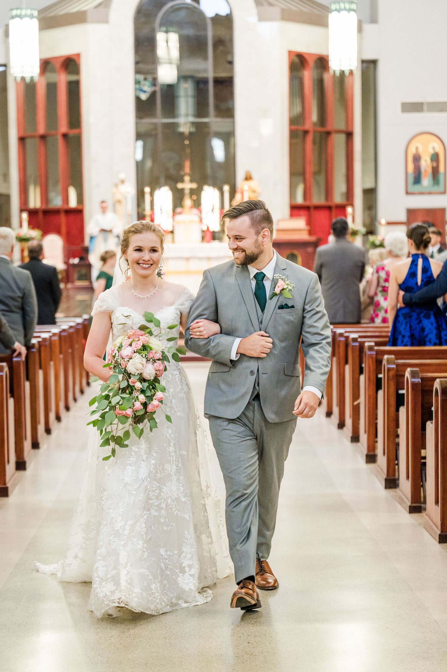 Wedding at St. Monica Catholic Church in Edmond, Oklahoma.