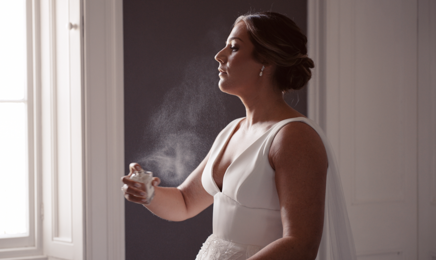 Rebecca and Andy on their wedding day at Thicket Priory in North Yorkshire