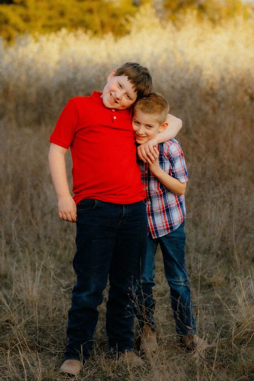 Brothers hug during their photo session at The Great Salt Plains State Park.