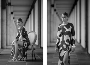 A sequence of black and white photographs showing Canberra model Sophie Hillier captured by Jason Robins Photography.