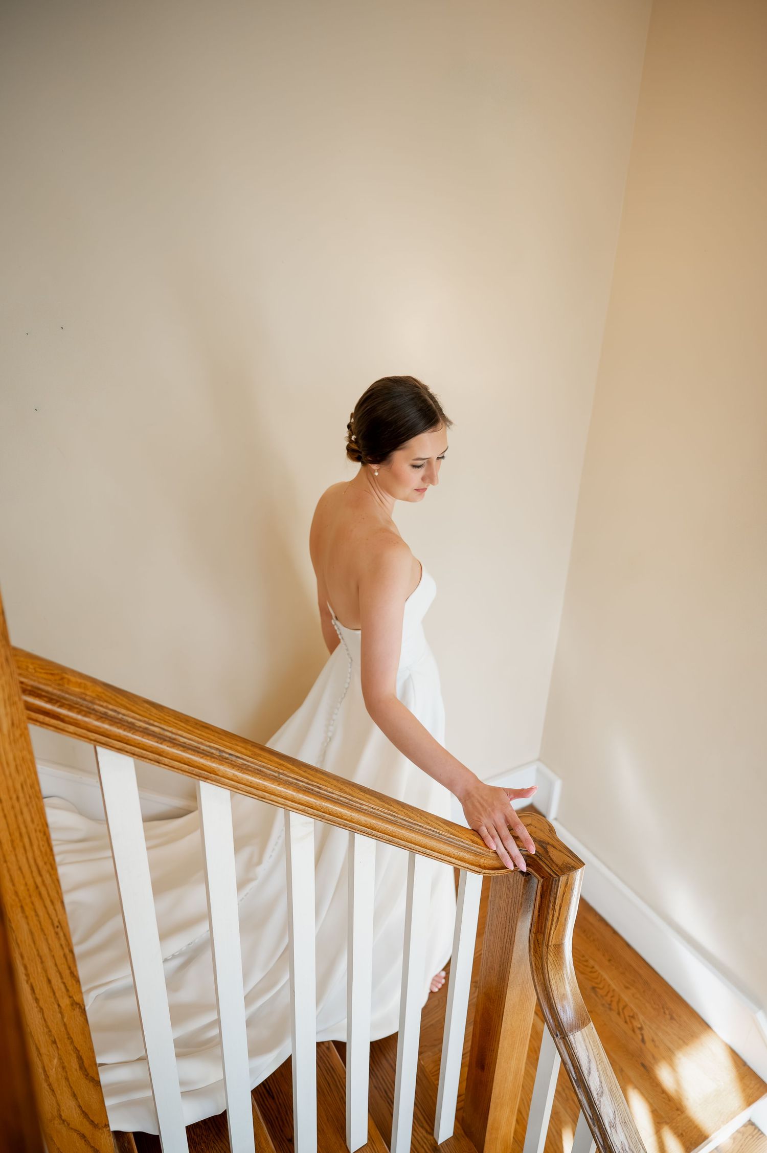 Bride walking down the stairs