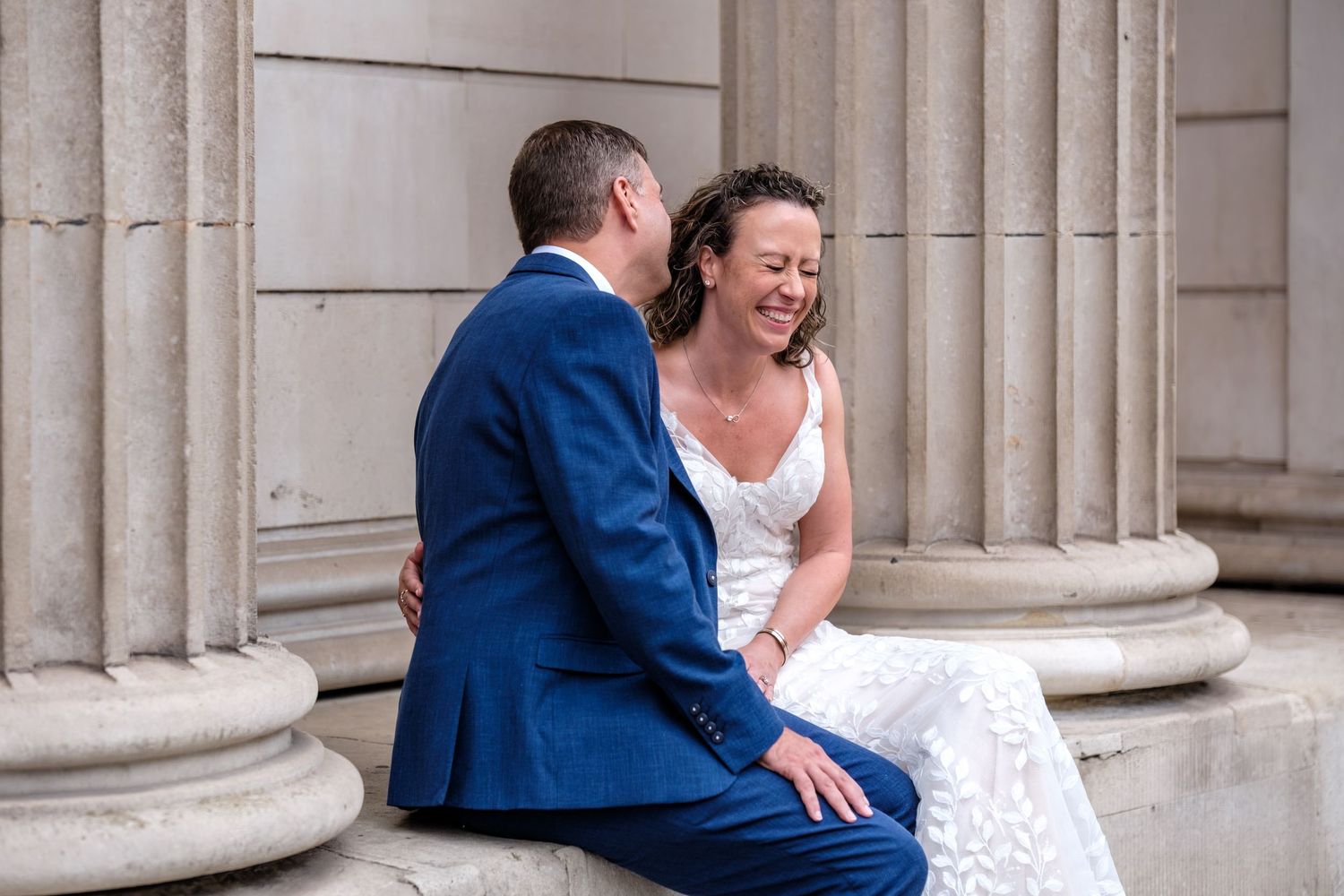 A joyful moment shared between a couple at their wedding