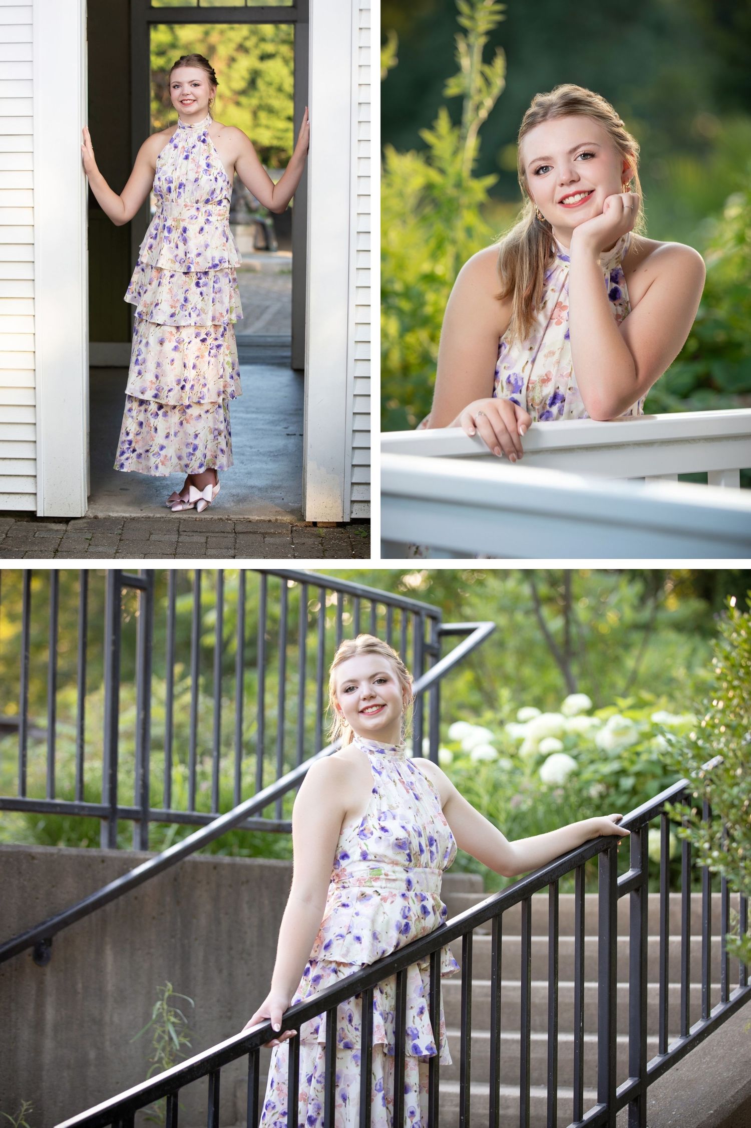Olentangy senior pictures in Inniswoods.  Senior pictures in the park.  Senior pictures reading a book on a bench. Floral senior pictures.