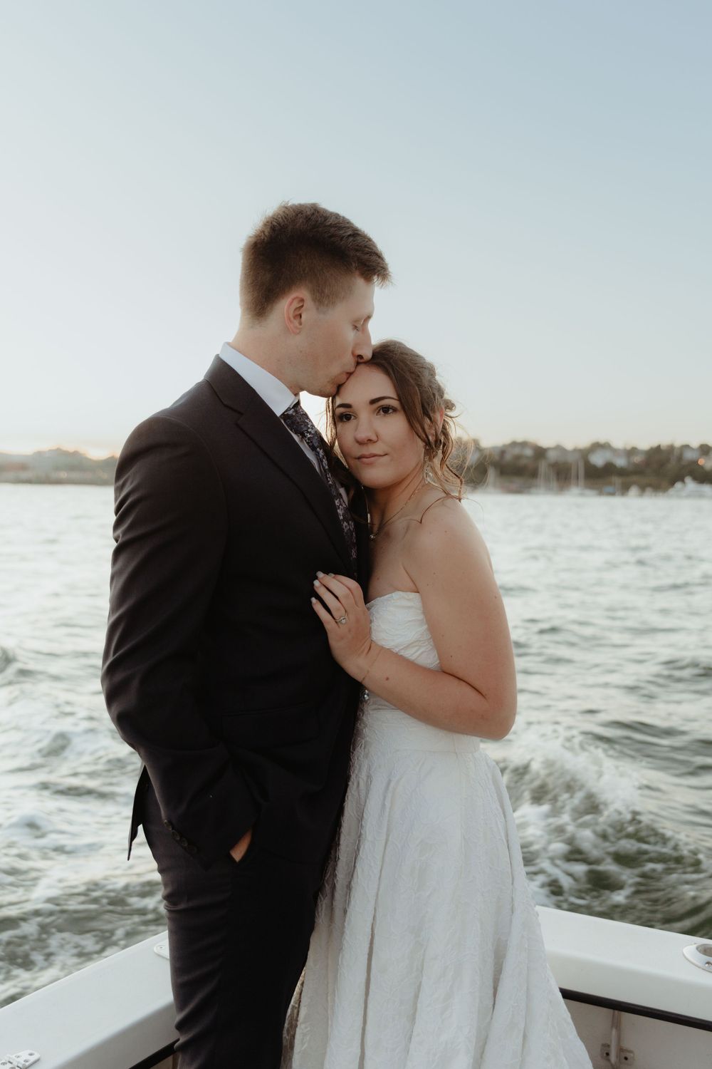 Portland, Maine boat ride for newlywed couple.