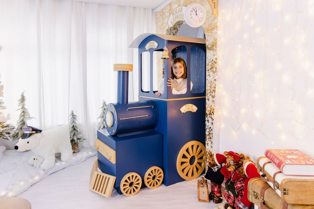 Sessões de Natal 2025 a bordo do Polar Express rumo ao Polo Norte; Sessão de Natal Bem vindos ao Polo Norte a bordo do Polar Express Queijas