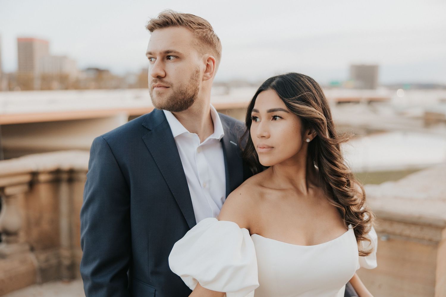 Stylish Engagement Portrait | Dayton Art Institute | Dayton Photographer | Cambodian Bride | Dayton Skyline