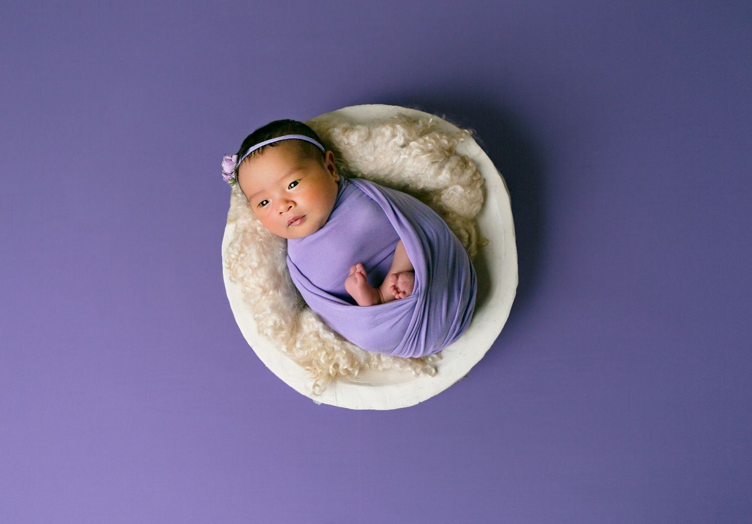 Newborn baby curled up on a purple background, Orlando Newborn Photography, Sanford Newborn Photography, 21 Moments Photography