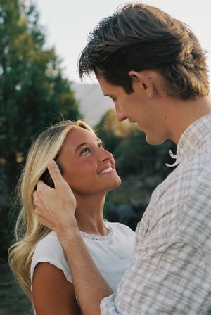 Engagement session in the Southern Utah mountains captured by a film photographer