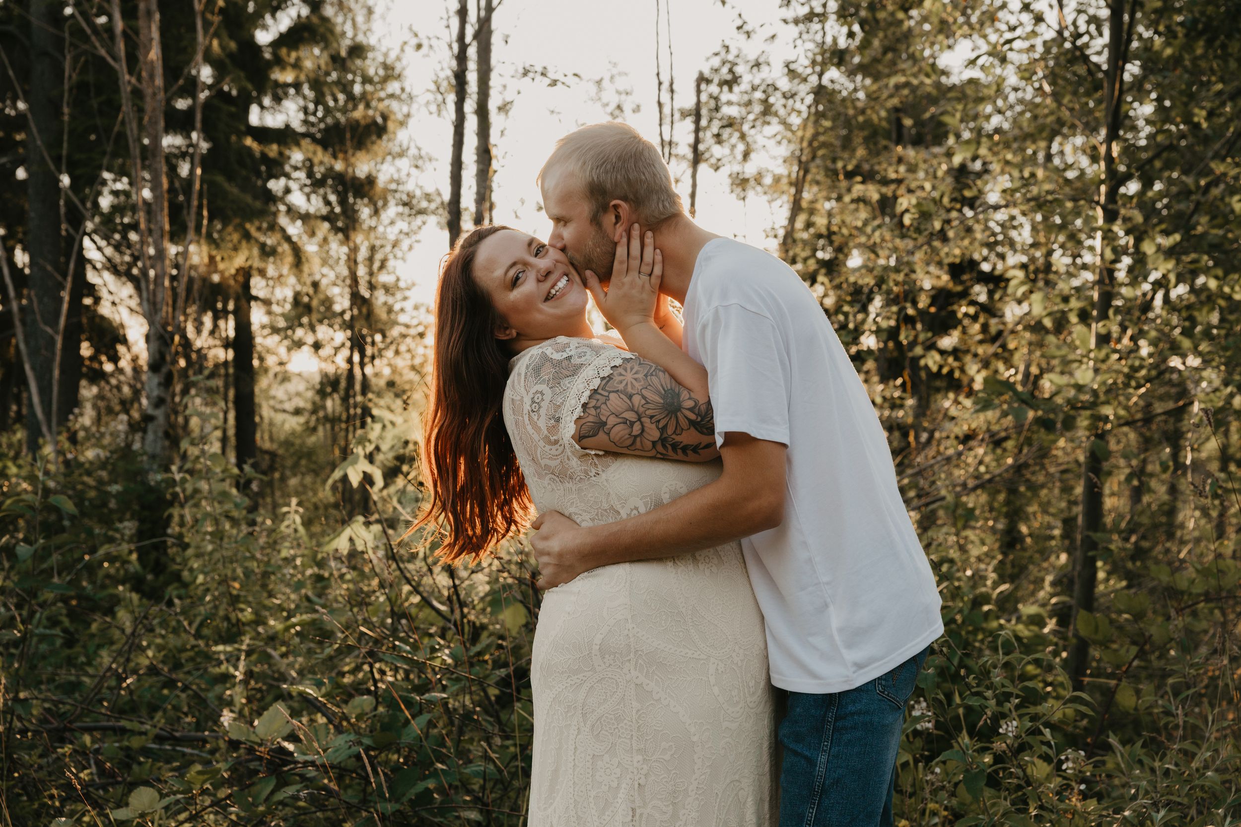 Couple holding hands at sunset | engagement photography
