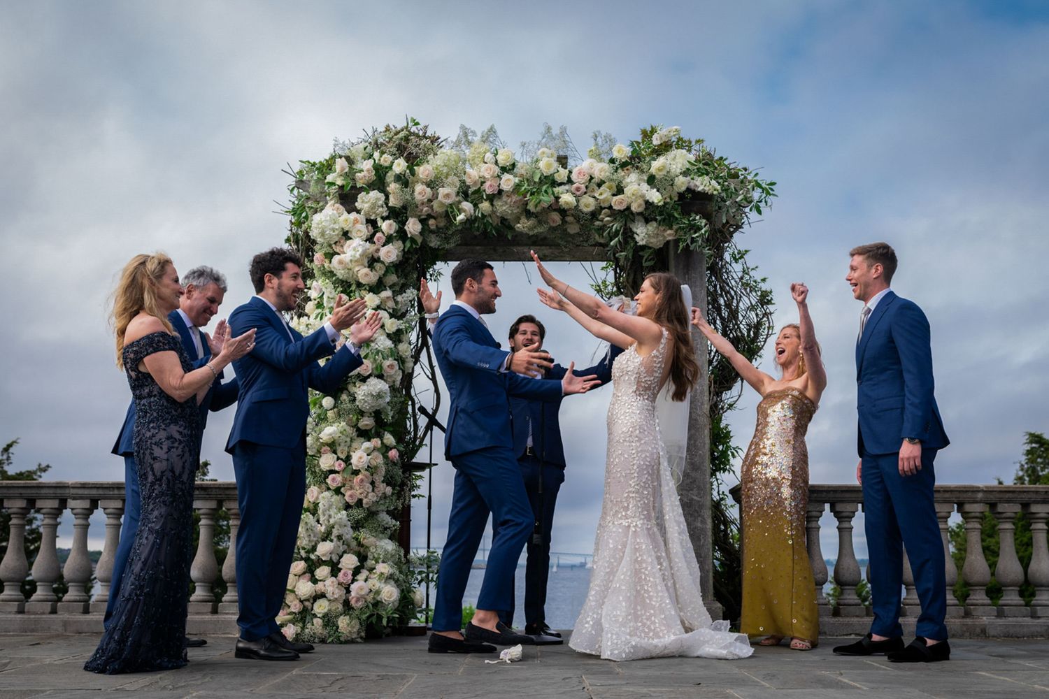 Luxury wedding portraits at Rosecliff Newport RI venue.