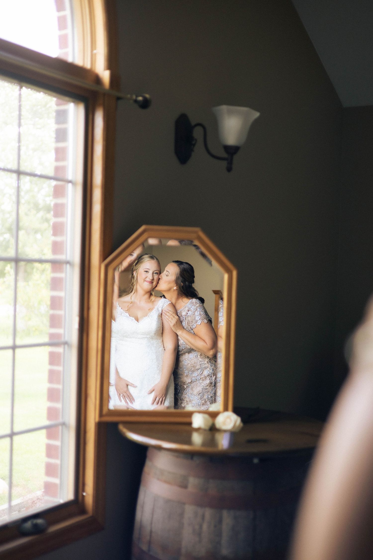 indoor bridal getting ready photos before ceremony in Frankfort, Illinois