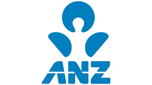 Blue ANZ bank logo featuring stylized letters and a circular design element.