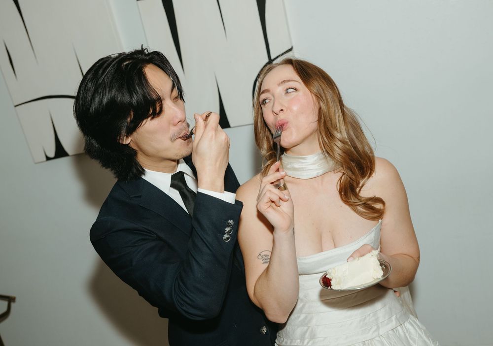 Romantic wedding couple shares intimate moments in a series of black and white portraits.