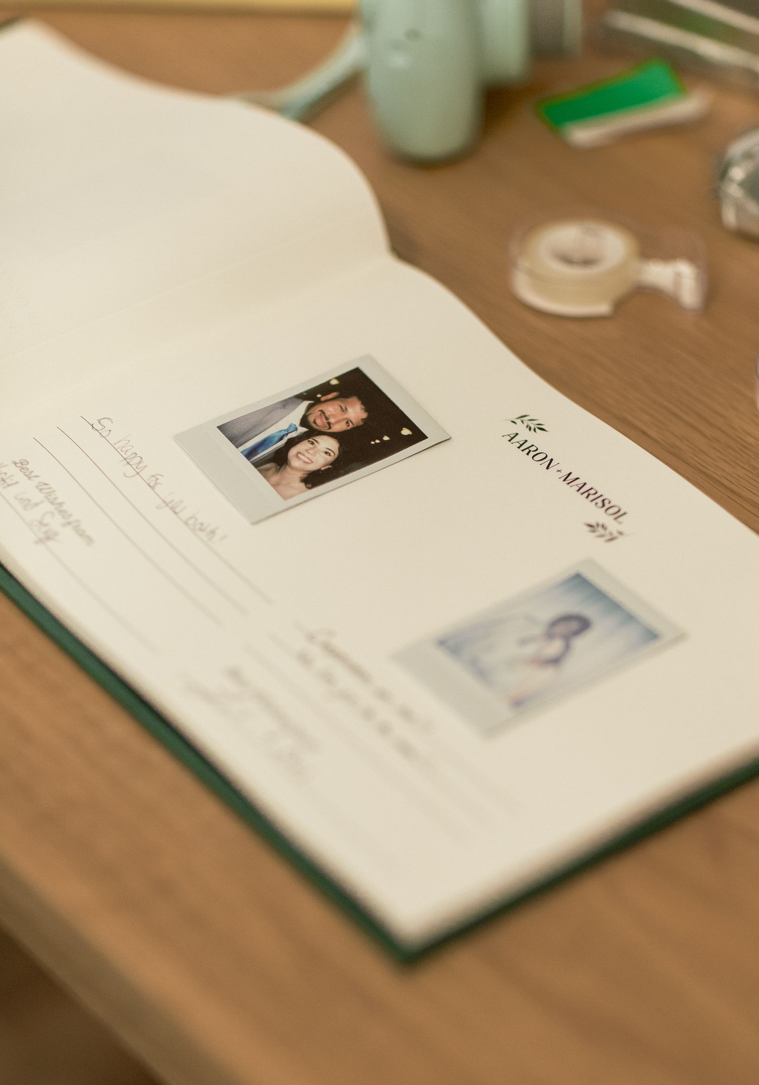 Close-up sequence showing passport or ID document pages blurred on wooden surface.