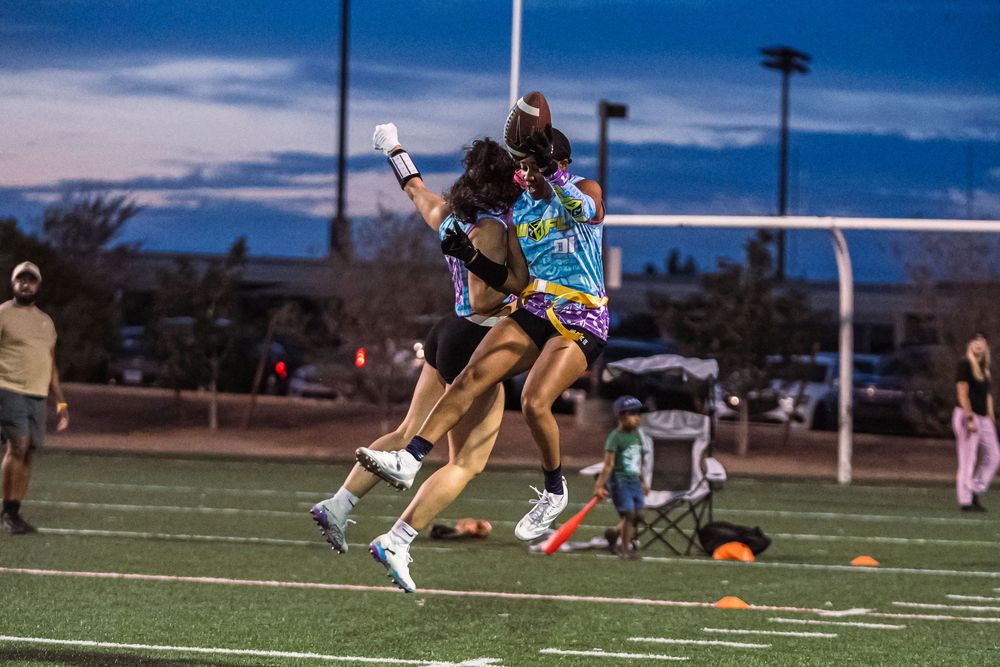 Flag Football Players celebrating after a touchdown
