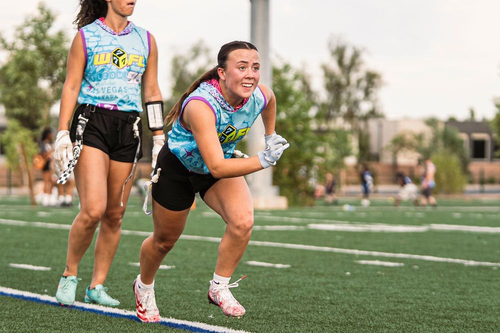 Flag Football Player running off right frame