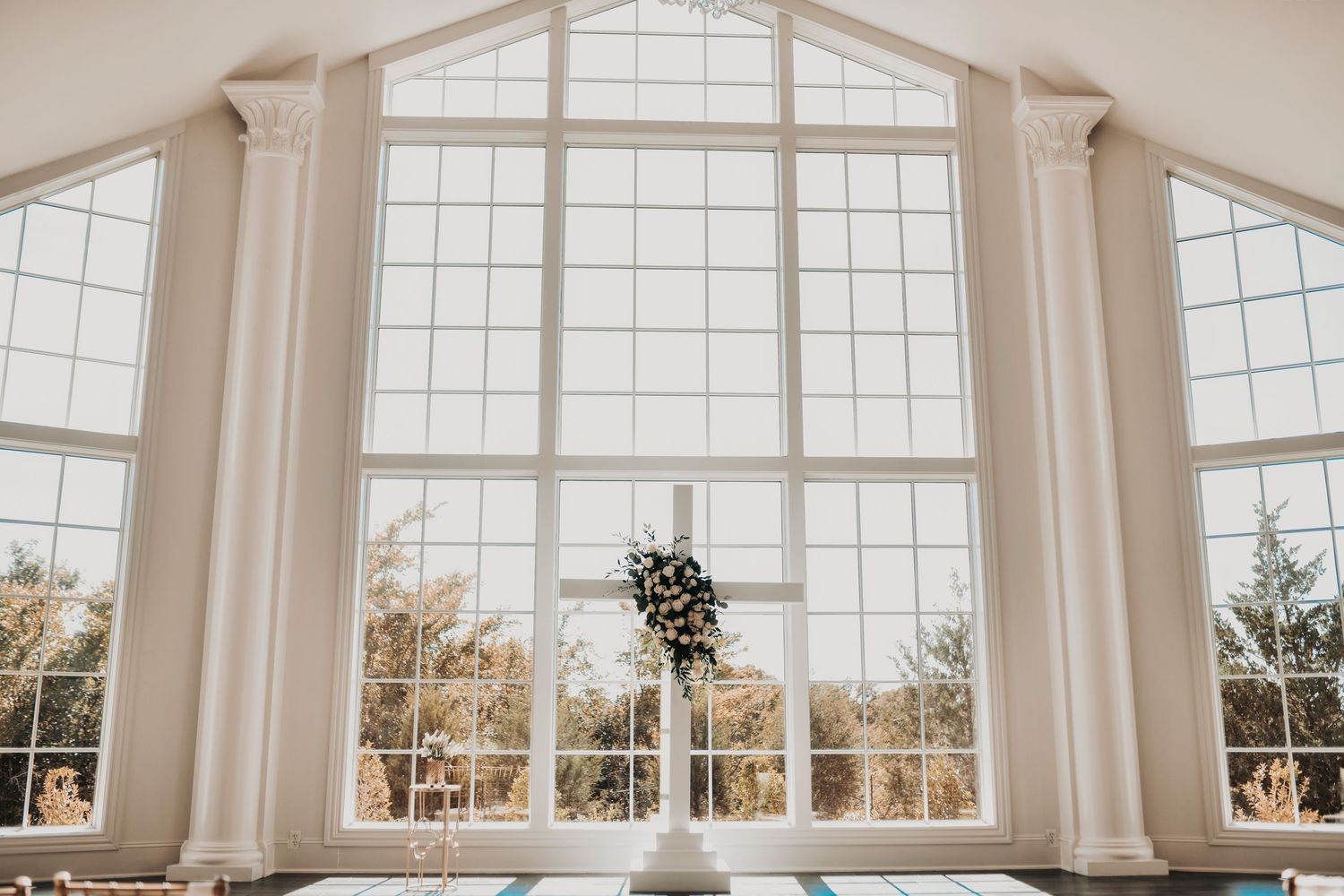 a dreamy photo of the hillside estate's ceremony altar