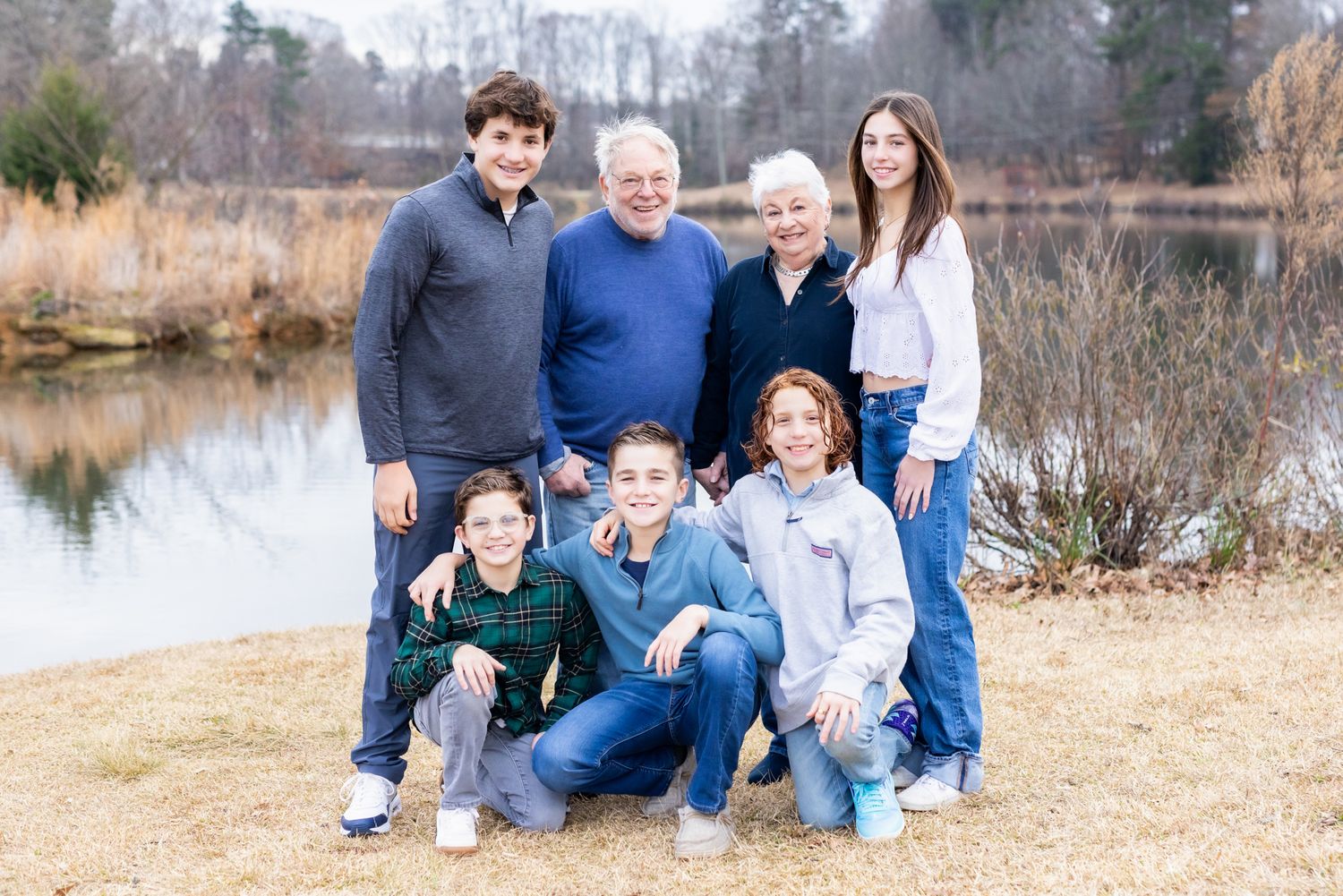Family portrait, Grandparents and grandkids portrait with natural background in Amherstburg