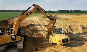 Drone photo of construction site and workers in Centerville, Ohio by Cincinnati, Ohio drone photographer Studio 66