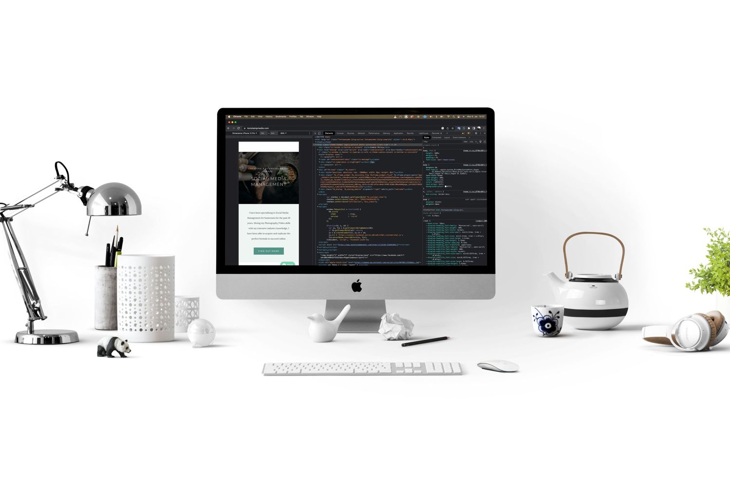 Photo of a computer displaying programming code for web design, application building and AI.