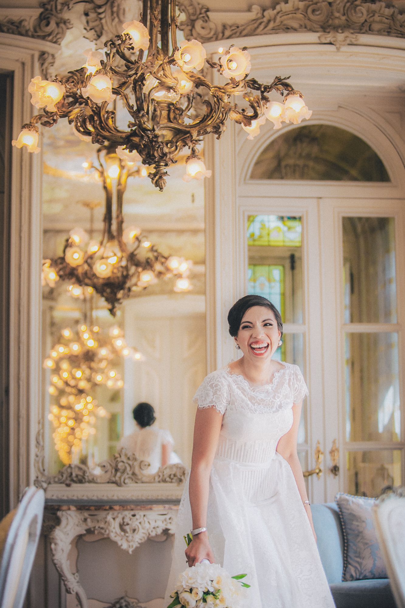 Grace and beauty in every frame—bridal portrait at Pestana Palace Lisboa from a stunning destination wedding in Portugal.