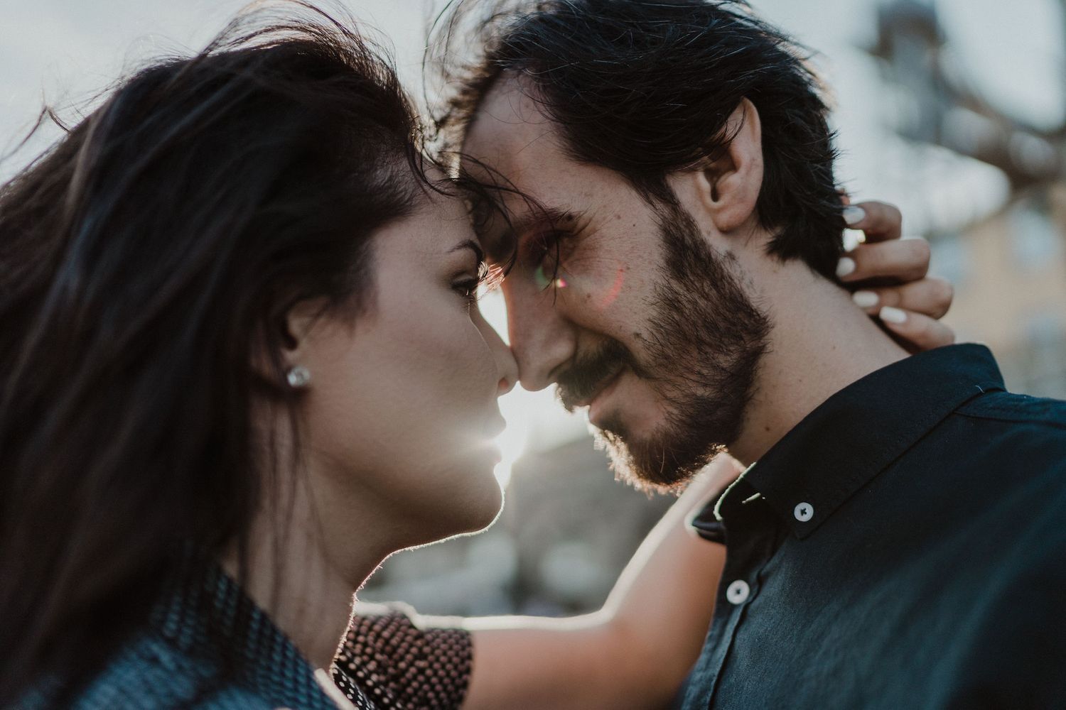 Intimate couple moment during an Elopement in Porto, Portugal.