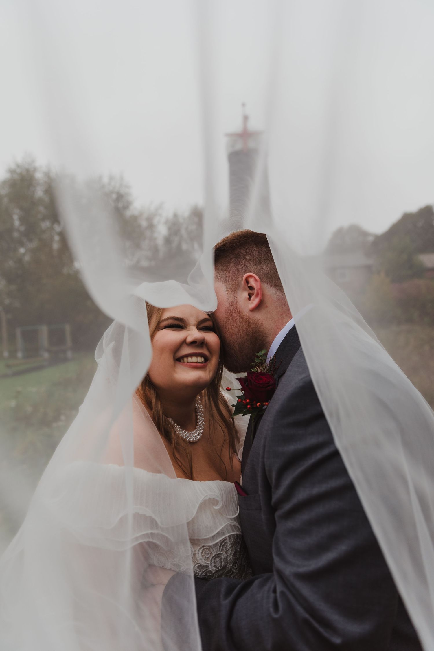 Romantic misty wedding portraits under a veil capturing intimate moments. Photographer. Hull. East Yorkshire. Photography