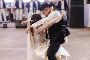 Romantic dance sequence showing a couple twirling in a ballroom setting.