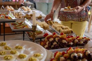 Wedding day food at a backyard wedding in Rexburg, Idaho.