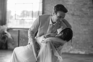 Bride and groom have their first dance on their wedding day in Salt Lake City venue.