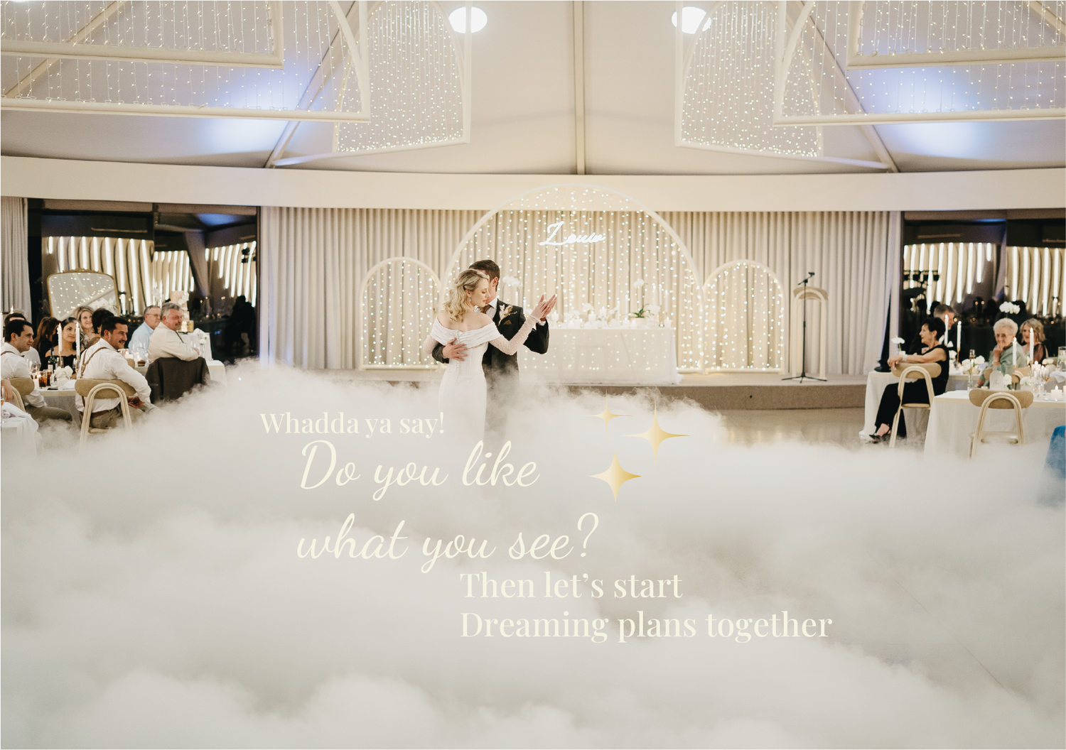 bride & groom sharing their 1st dance looking timeless and romantic between low fog on their wedding at Bona Bona Game Lodge in South Africa