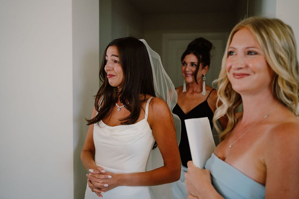 Bride getting emotional for her destination wedding in Italy